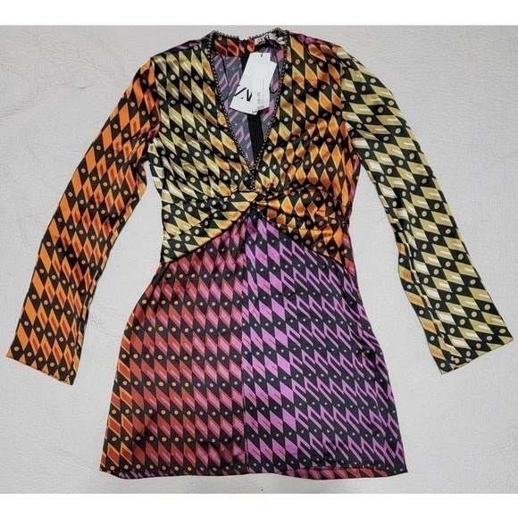 NWT ZARA Printed Short Dress - Multicolored - Picture 2 of 12